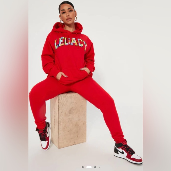 Fashion Nova Red Building My Legacy Hoodie, Size XL - Picture 2 of 16